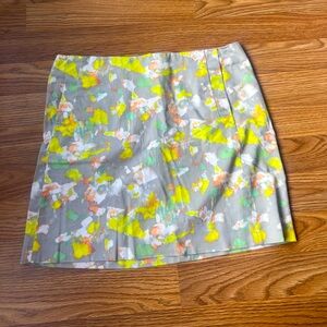 J. Crew Stretch Yellow Gray Abstract Patterned Pencil Mini Skirt Women’s 2